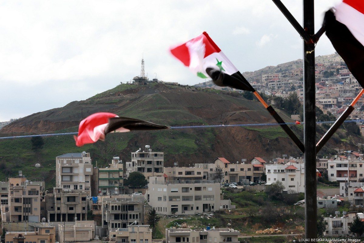 Click to enlarge syria flags golan heights