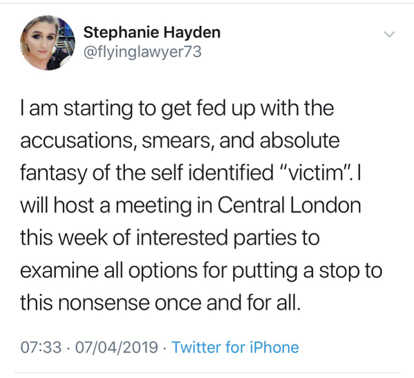 Stephanie Hayden tweet