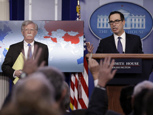 Click to enlarge Bolton Mnuchin venezuela sanction