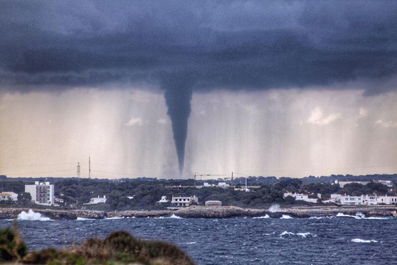 The unusual weather phenomenon was captured on video in Barcelona and also on the islands of Menorca and Mallorca.
