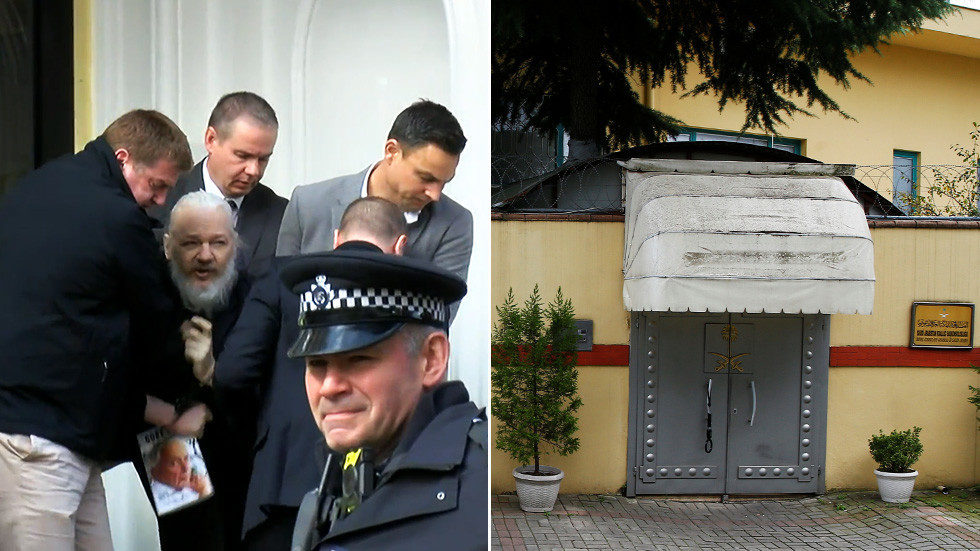 Click to enlarge Arrest Assange, Saudi consulate Istanbul