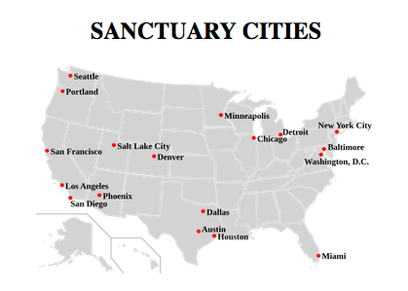sanctuary cities locations illegal immigration