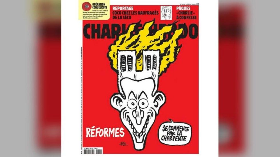 notre dame fire cartoon charlie hebdo