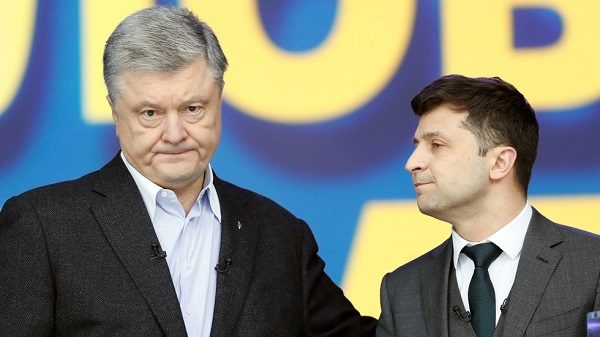 Petro Poroshenko and his rival, comedian Volodymyr Zelenskiy