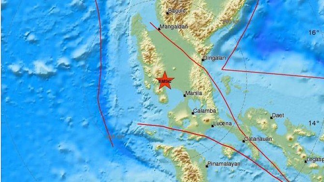 Click to enlarge A strong 6.3-magnitude earthquake struck the Philippines island of Luzon on Monday afternoon