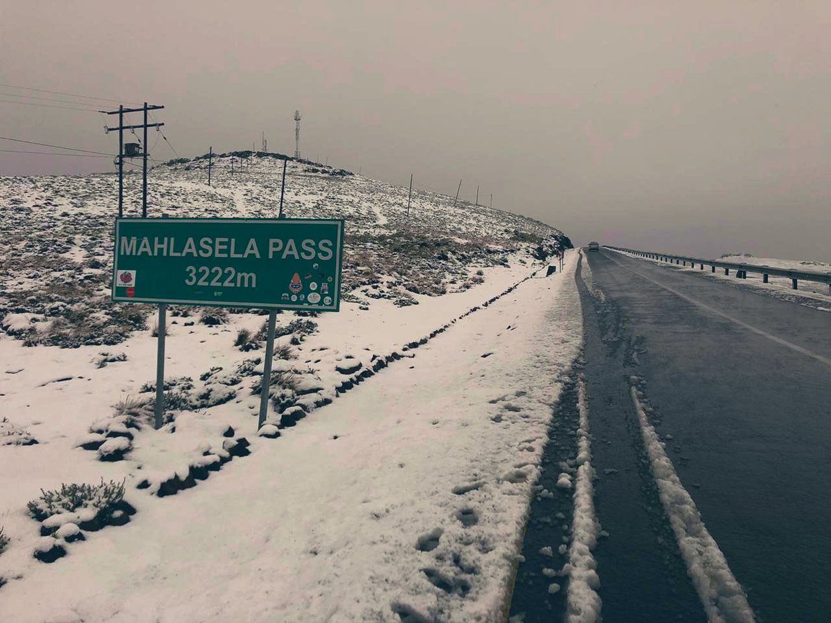 The snow across the Maluti Mountains, taken in Lesotho
