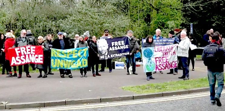 Click to enlarge Assange supporters