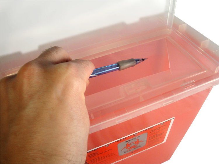 Click to enlarge sharps-disposal boxes