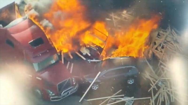 Click to enlarge truck crash fire colorado highway