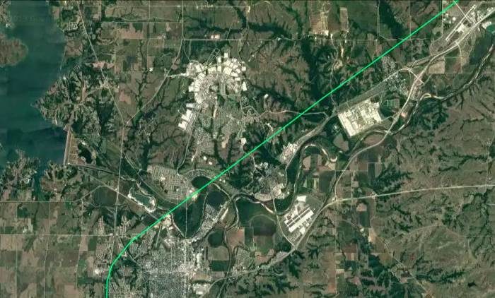 Click to enlarge Path over Kansas
