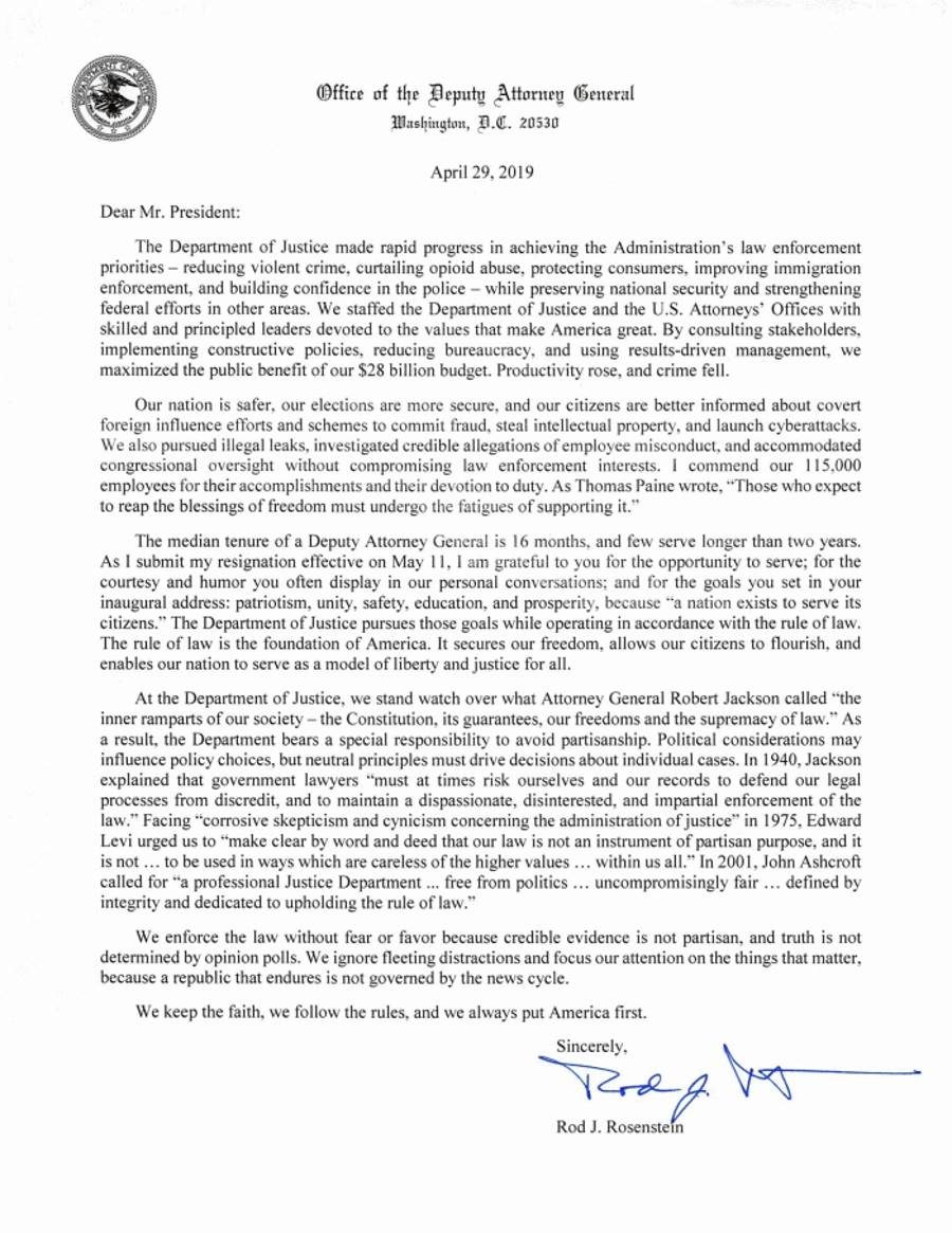 rosenstein resignation letter