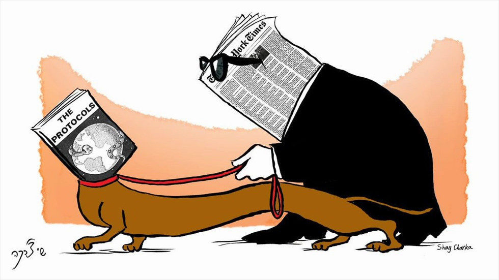 Click to enlarge New York Times anti-Semite Israel cartoon Shay Charka