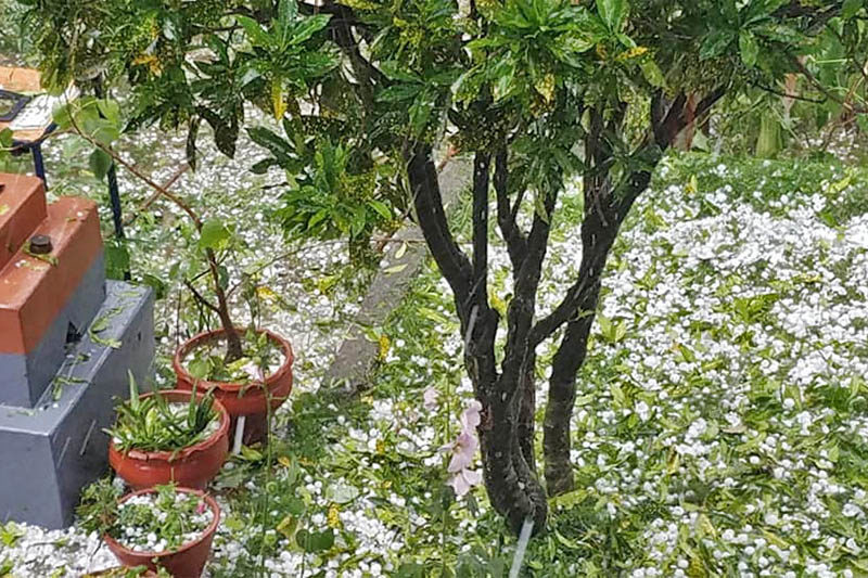 Accumulated hailstorm in Pokhara,