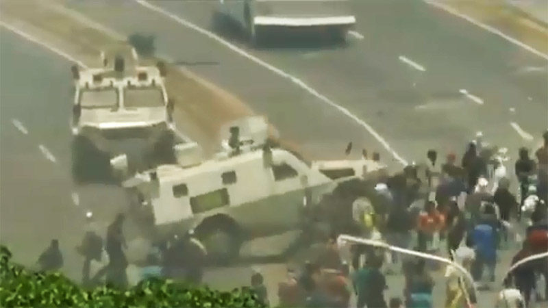 Venezuelan National Guard armored vehicle crash