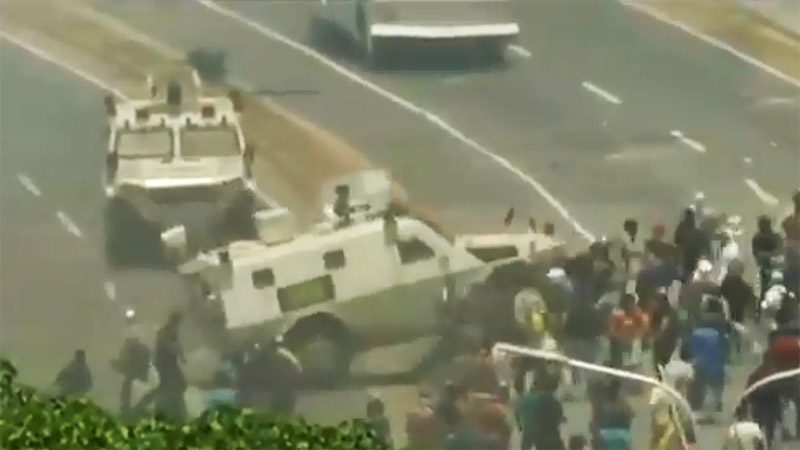 Click to enlarge Venezuelan National Guard armored vehicle crash