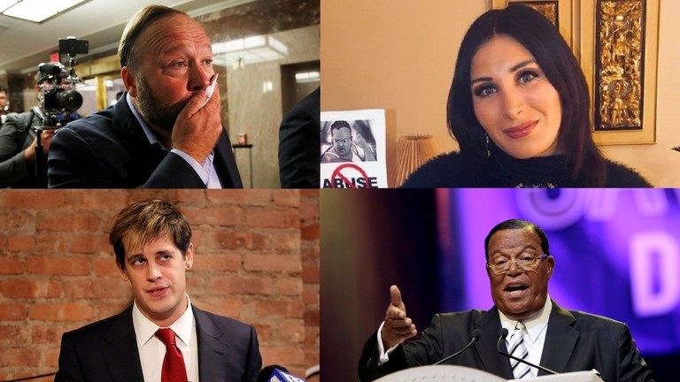 Alex Jones, Milo Yiannopoulos and Louis Farrakhan