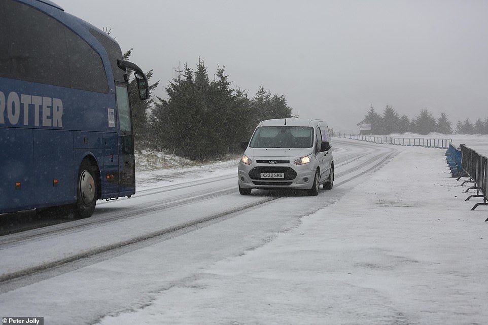 Tomintoul in Moray where there was a dusting of fresh snow today