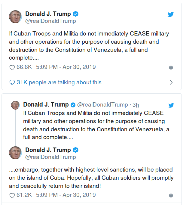 Trump Venezueal tweets