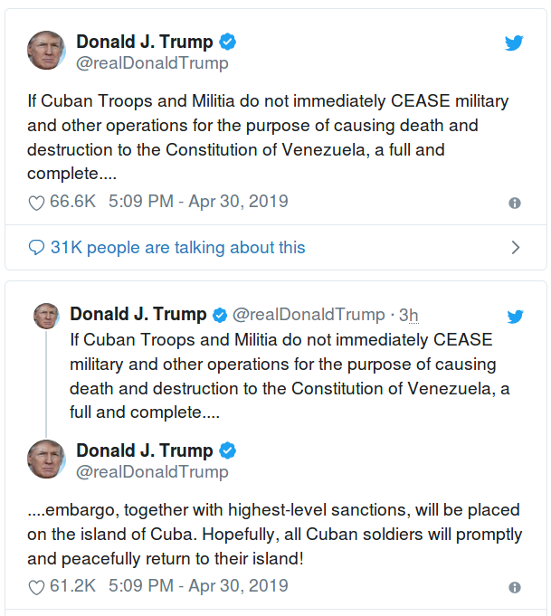 Click to enlarge Trump Venezueal tweets