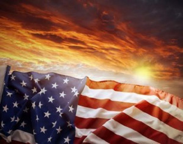 Sun setting over America