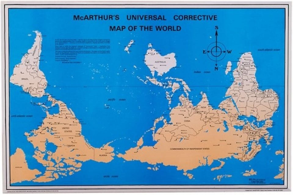upside down world map
