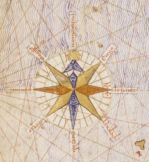 first compass rose 1375 map