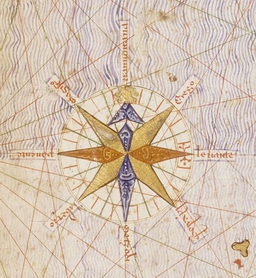Click to enlarge first compass rose 1375 map