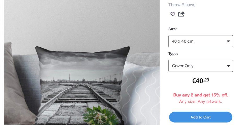 Click to enlarge Auschwitz train tracks pillow