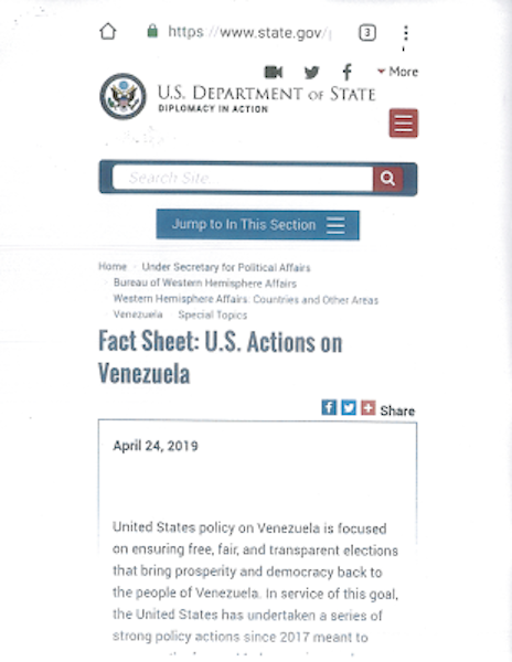 US Fact sheet Venezuela Pg1
