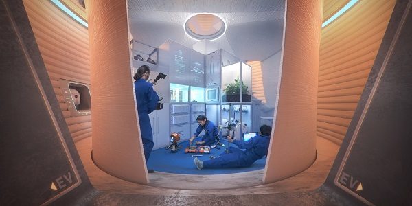 An image depicting astronauts inside the proposed structure