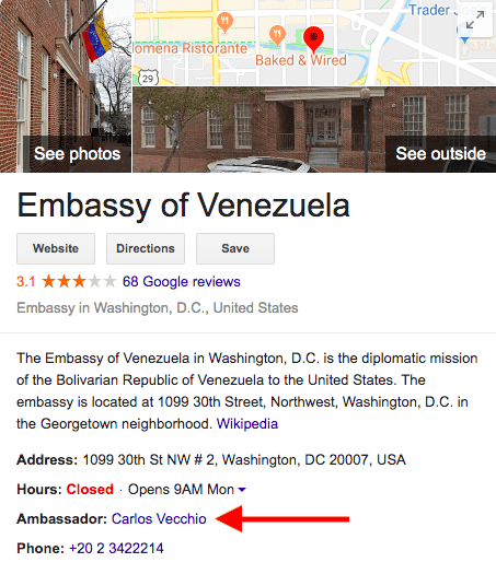 Click to enlarge google venezuelan embassy entry