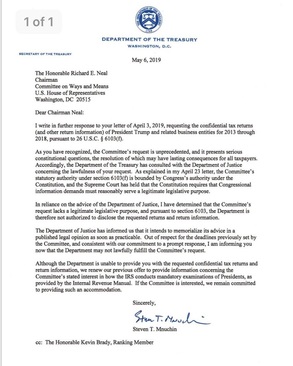 Click to enlarge trump taxes rejection letter