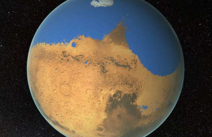 mars with water