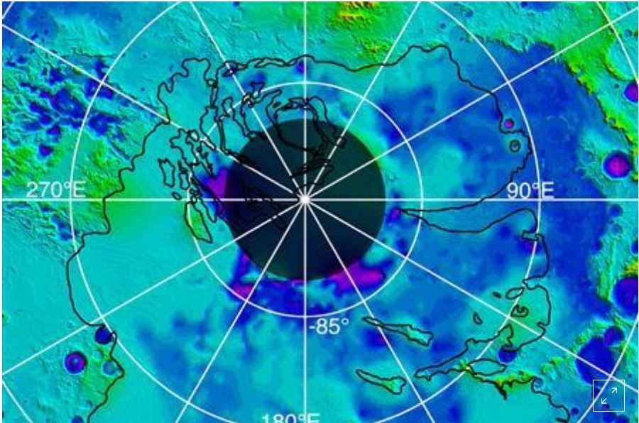 mars south pole ice water