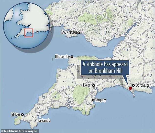 Map of Dorset, UK sinkhole