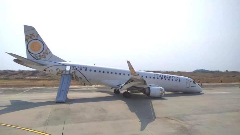 Mynamar Plane landing on nose