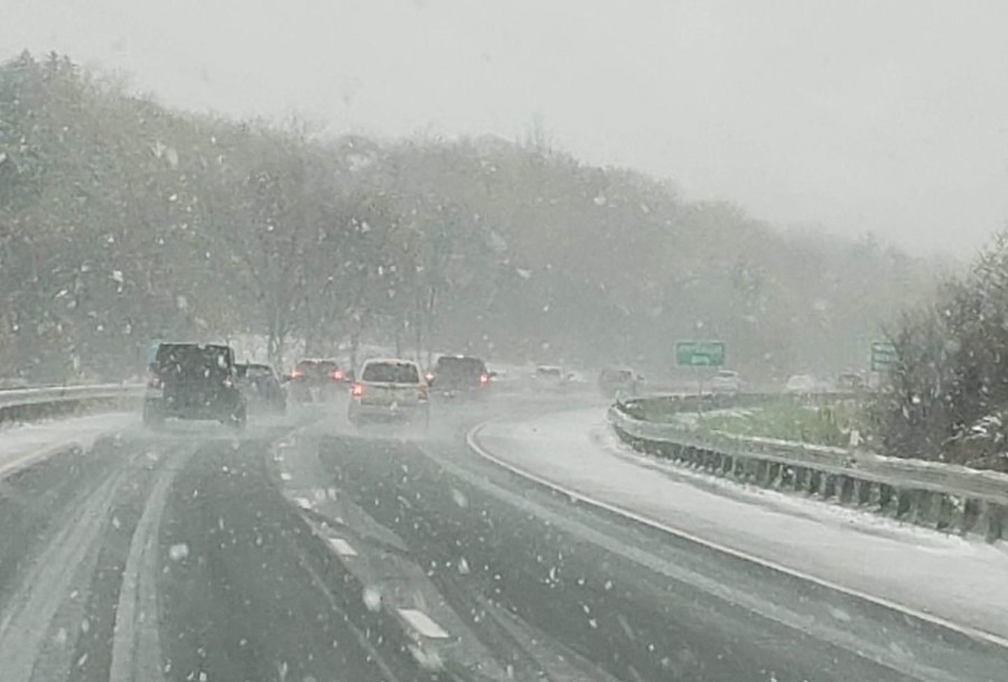Snow could be seen on the Massachusetts
