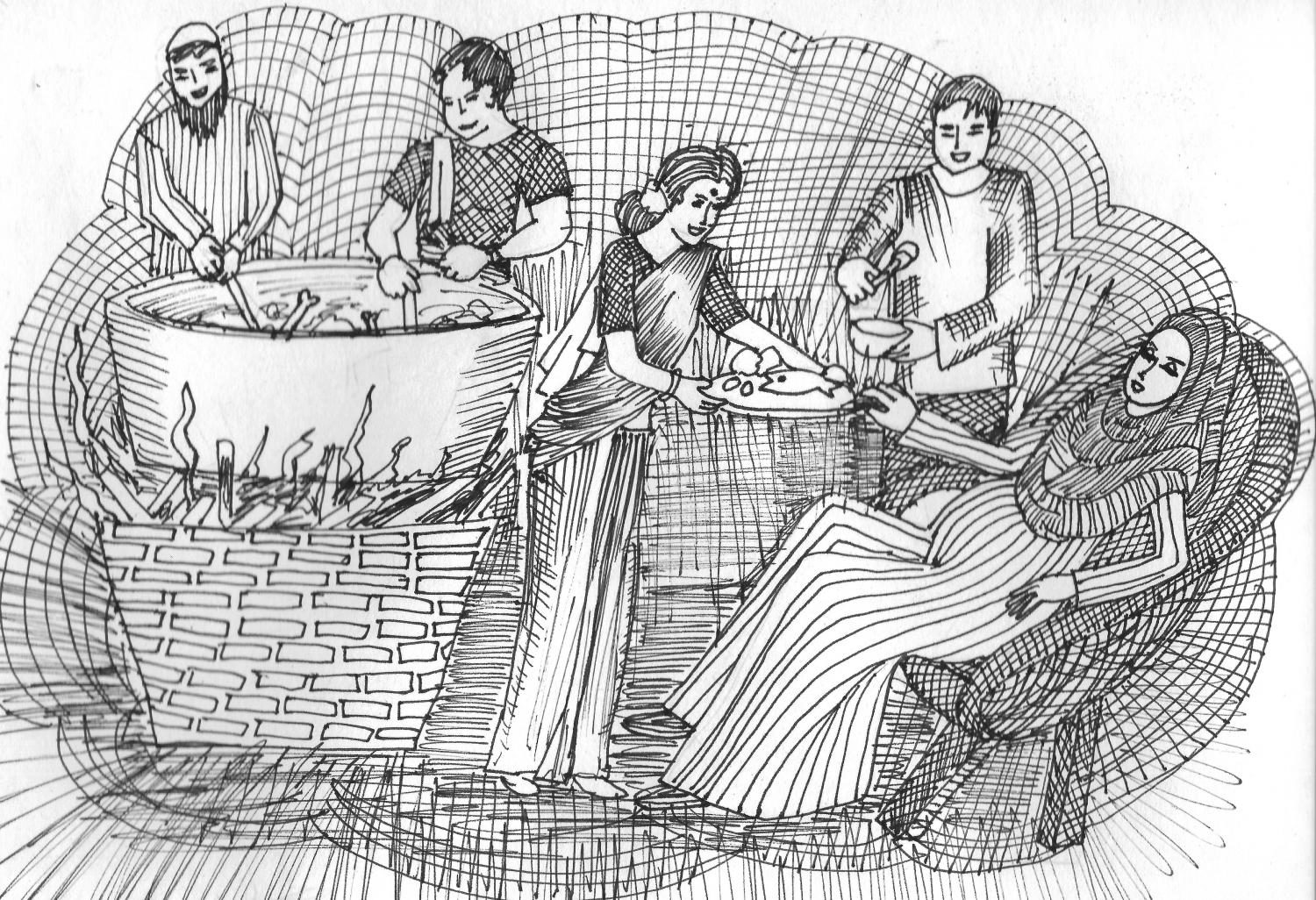 Click to enlarge Indian meal illustration
