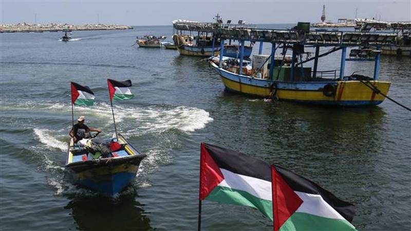 Click to enlarge gaza boats palestinian flags