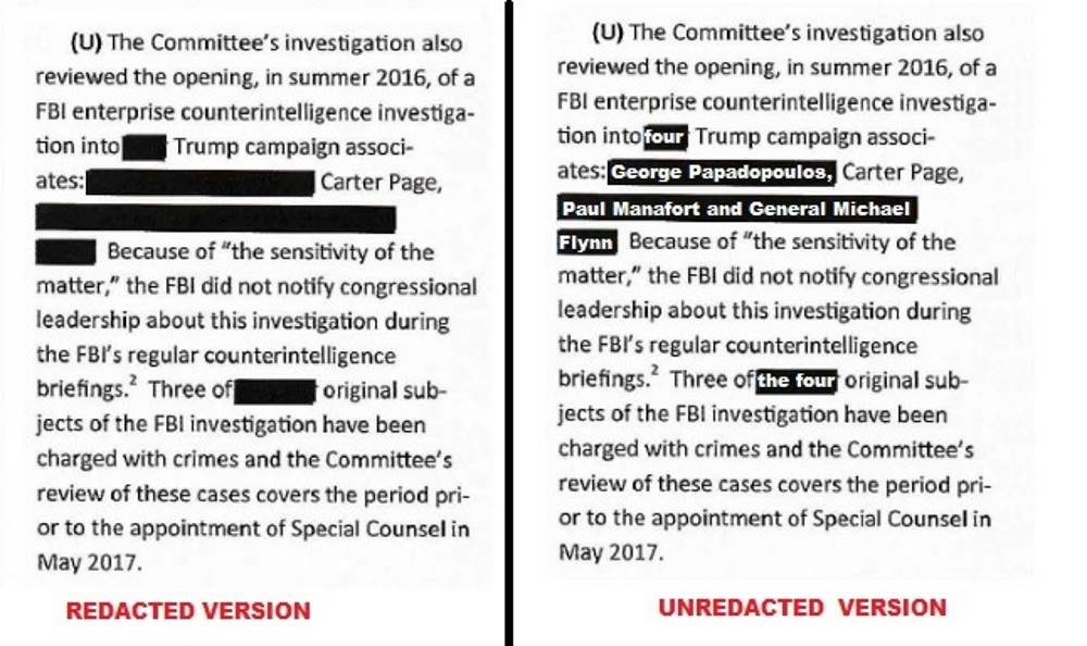 crossfire hurricane mueller report unredacted