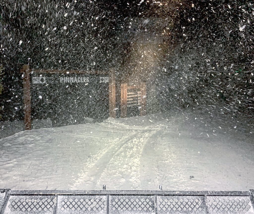 Fresh snow falls at Heavenly Mountain Resort early Thursday morning.