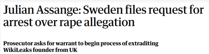 Guardian headline assange charges rape