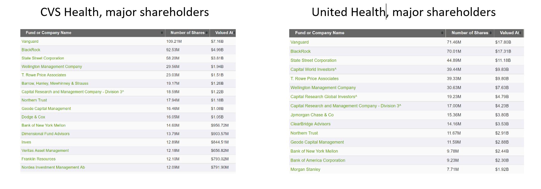 Healthcare shareholders