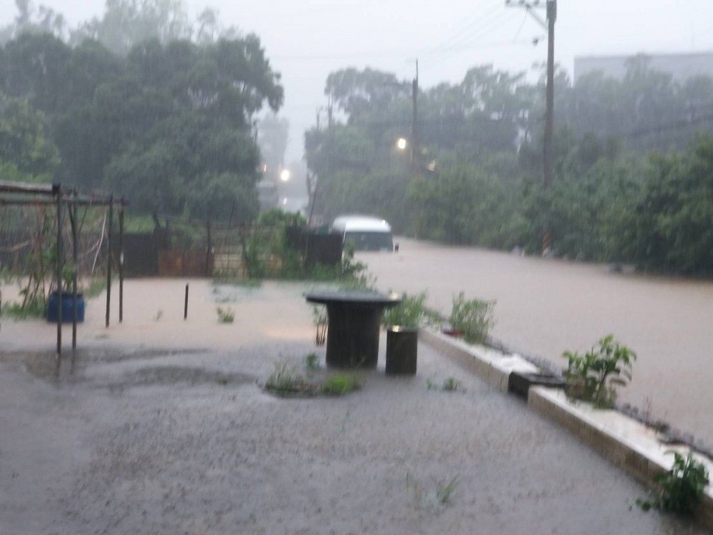 Flooding in New Taipei City's Linkou District.