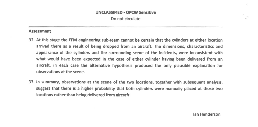 Click to enlarge OPCW report douma chemical attack gas cylinder