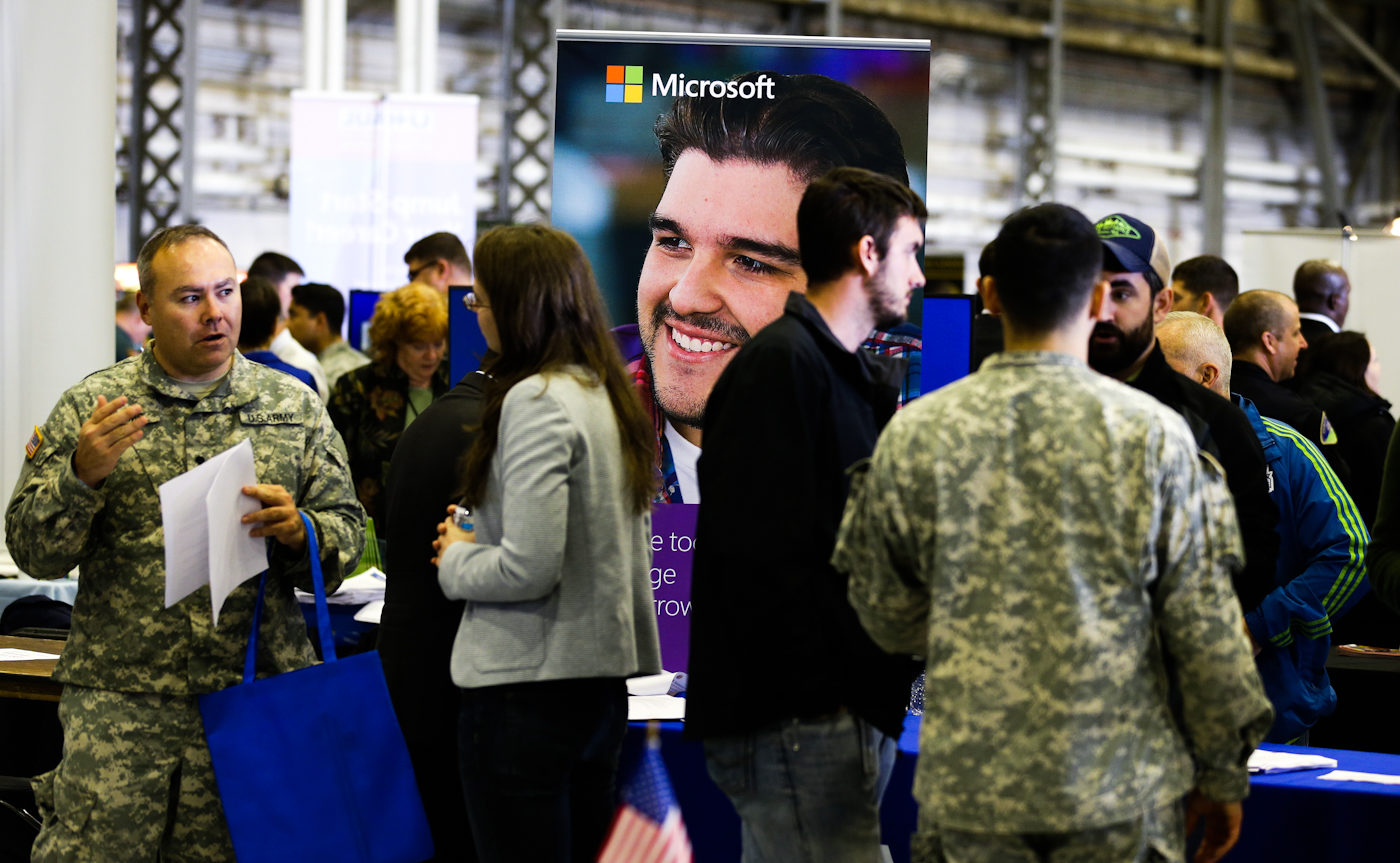 Click to enlarge Recruiters from Microsoft with US military