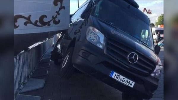 Car hit by ship