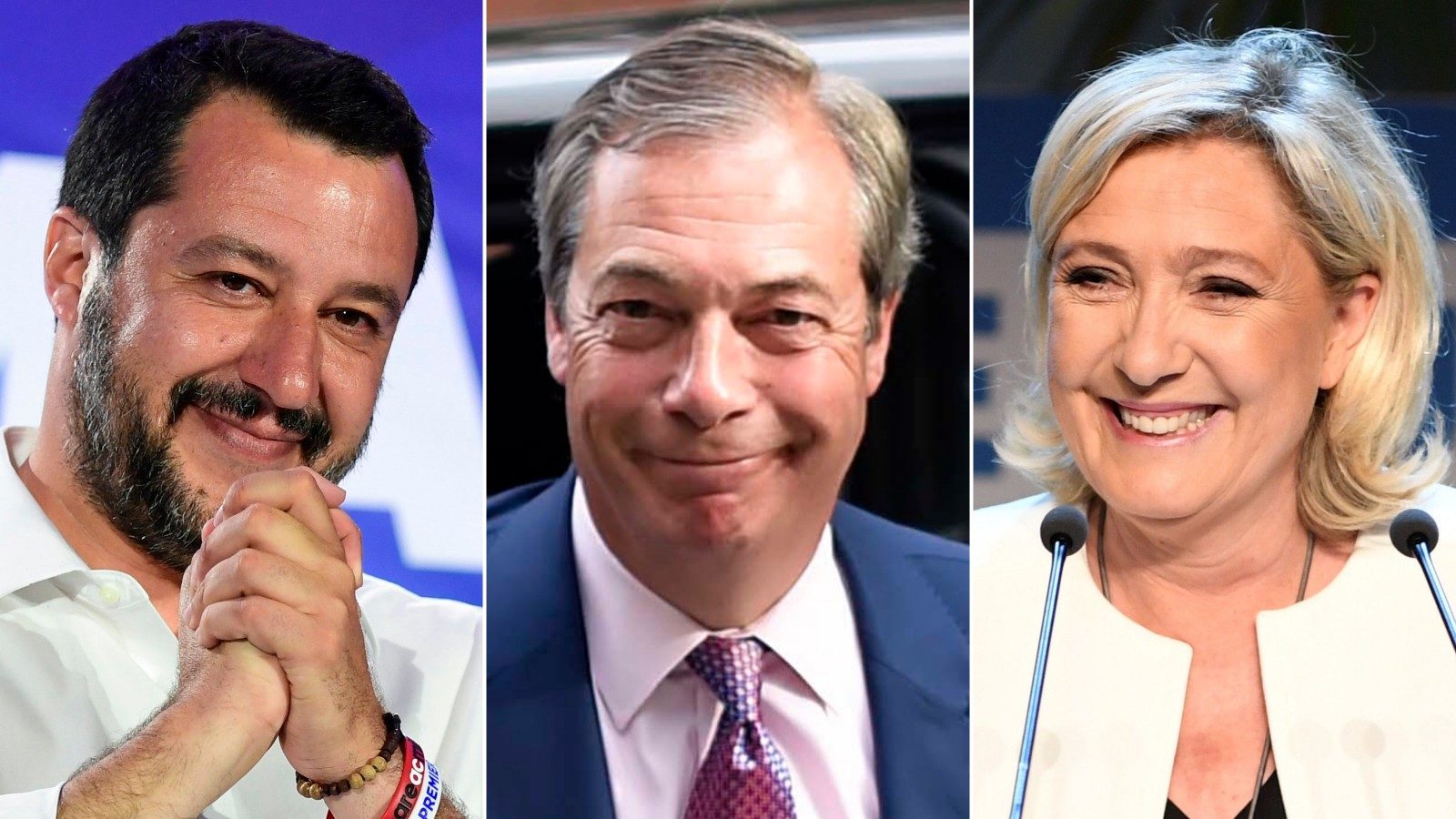 Click to enlarge Salvini, Farage, Le Pen