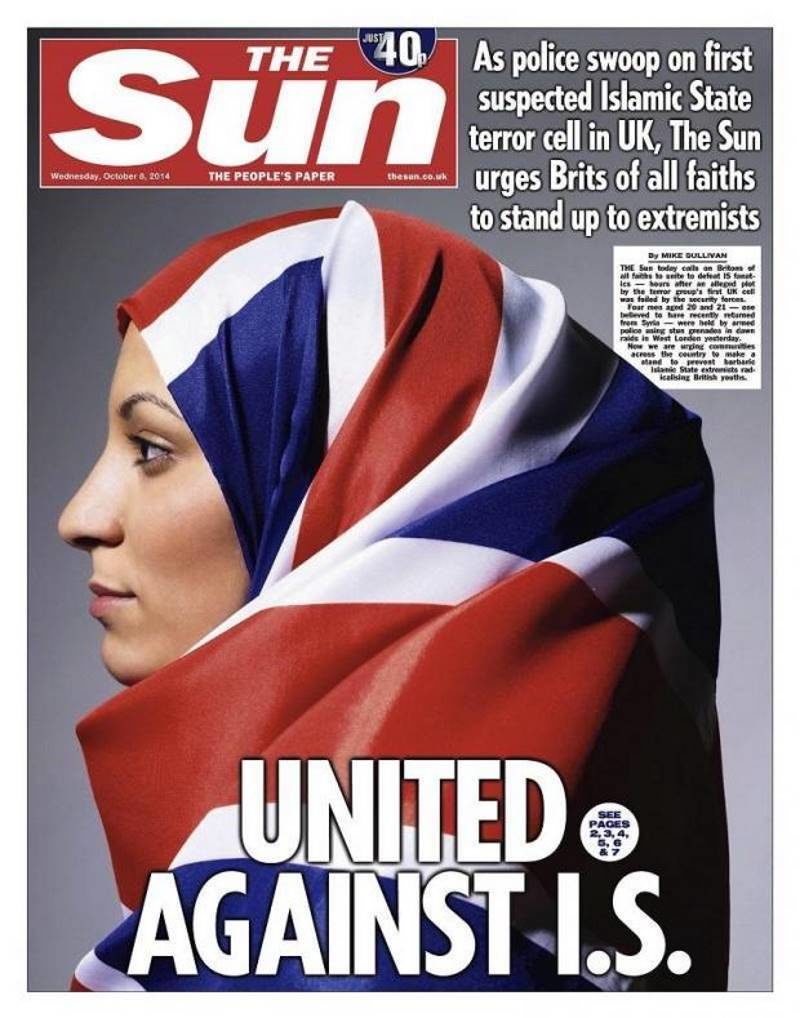 union jack hijab sun front page