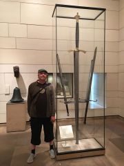 Click to enlarge Hugh Newman at 15th century giant exhibit